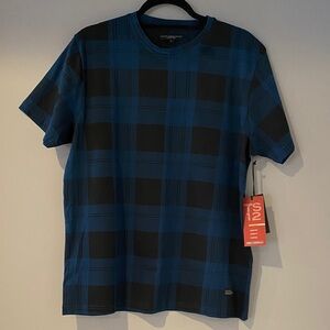 Blue and Black Plaid Short Sleeve Tee